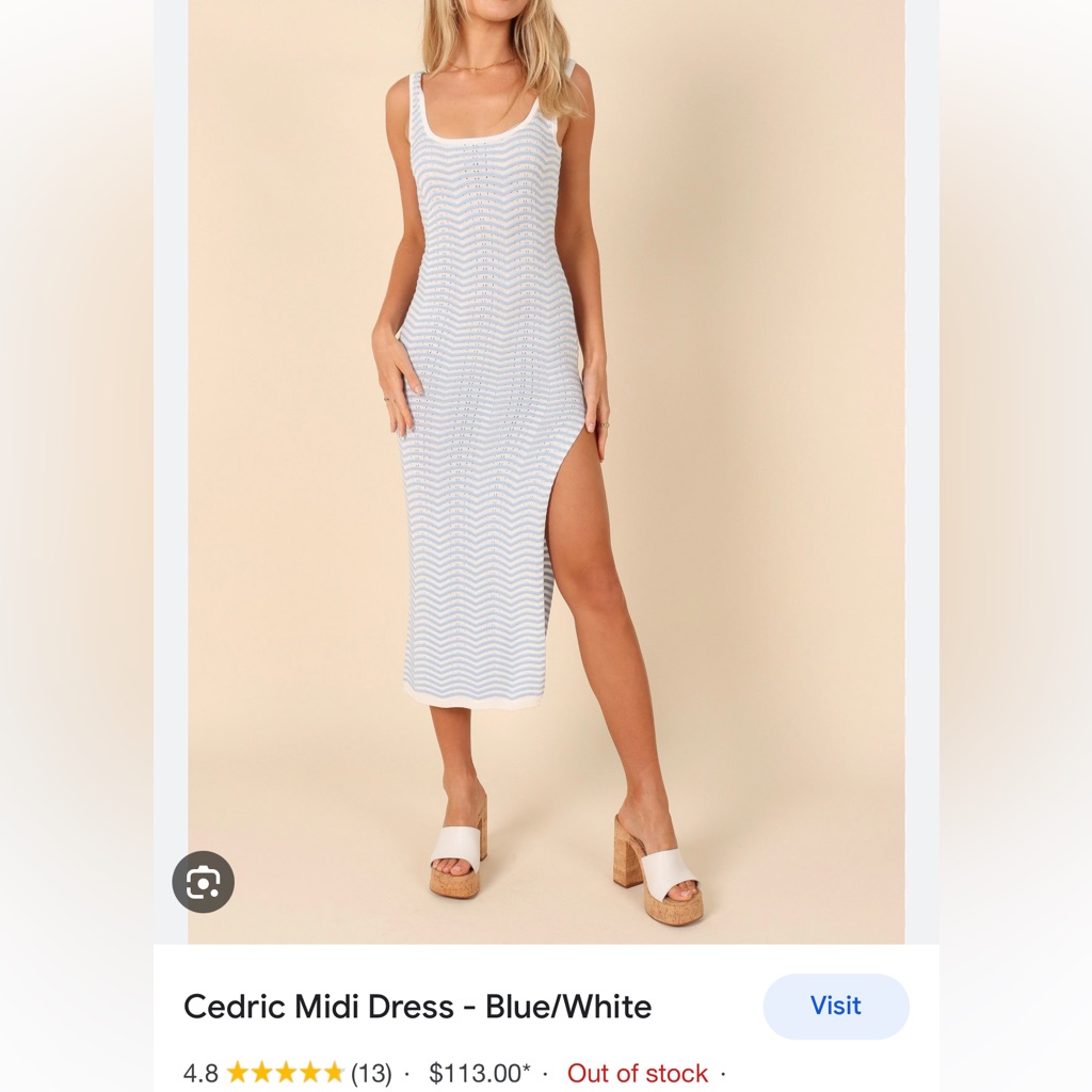 Petal & Pup Blue And White Sheath Midi Dress